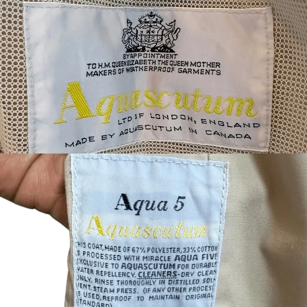 AQUASCUTUM Aqua 5 Tan Beige Belted Long Trench Coat Men’s Size Large